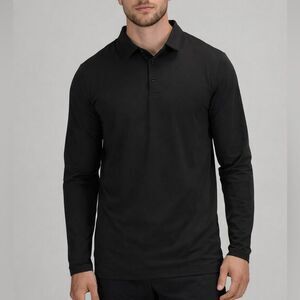Lululemon Evolution Polo Long Sleeve Black Performance Shirt Men Large Athletic
